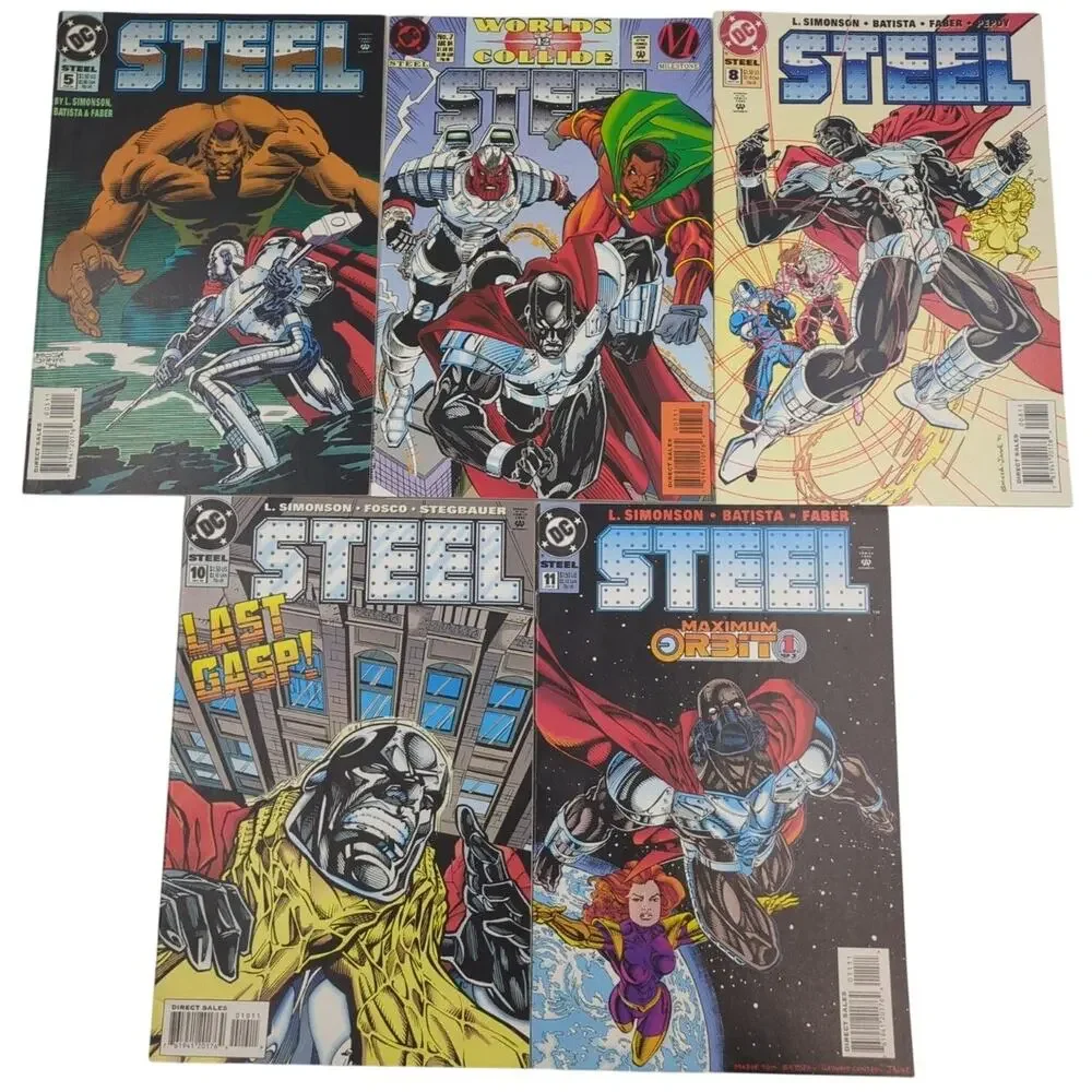 Steel Comic Book Lot of 5 Issues #5, 7-8, 10-11 DC Comics Modern Age